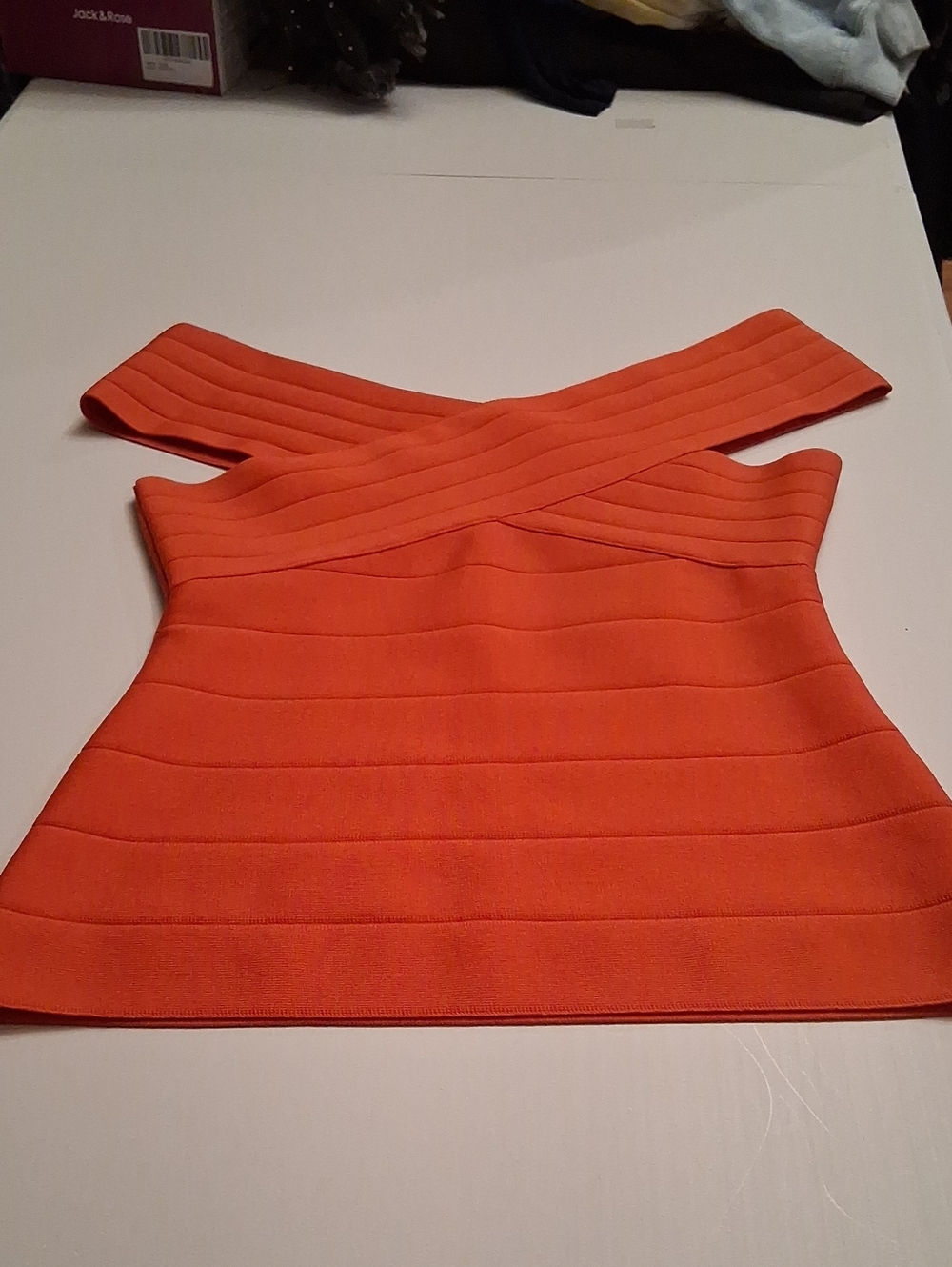 Structured Cross-Front Ribbed Camisole in Bright Orange